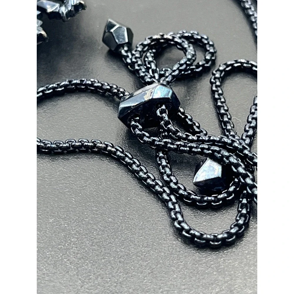 Kendra Scott Navy Gunmetal Daenerys Necklace in Indigo Dichroic Glass Adjustable